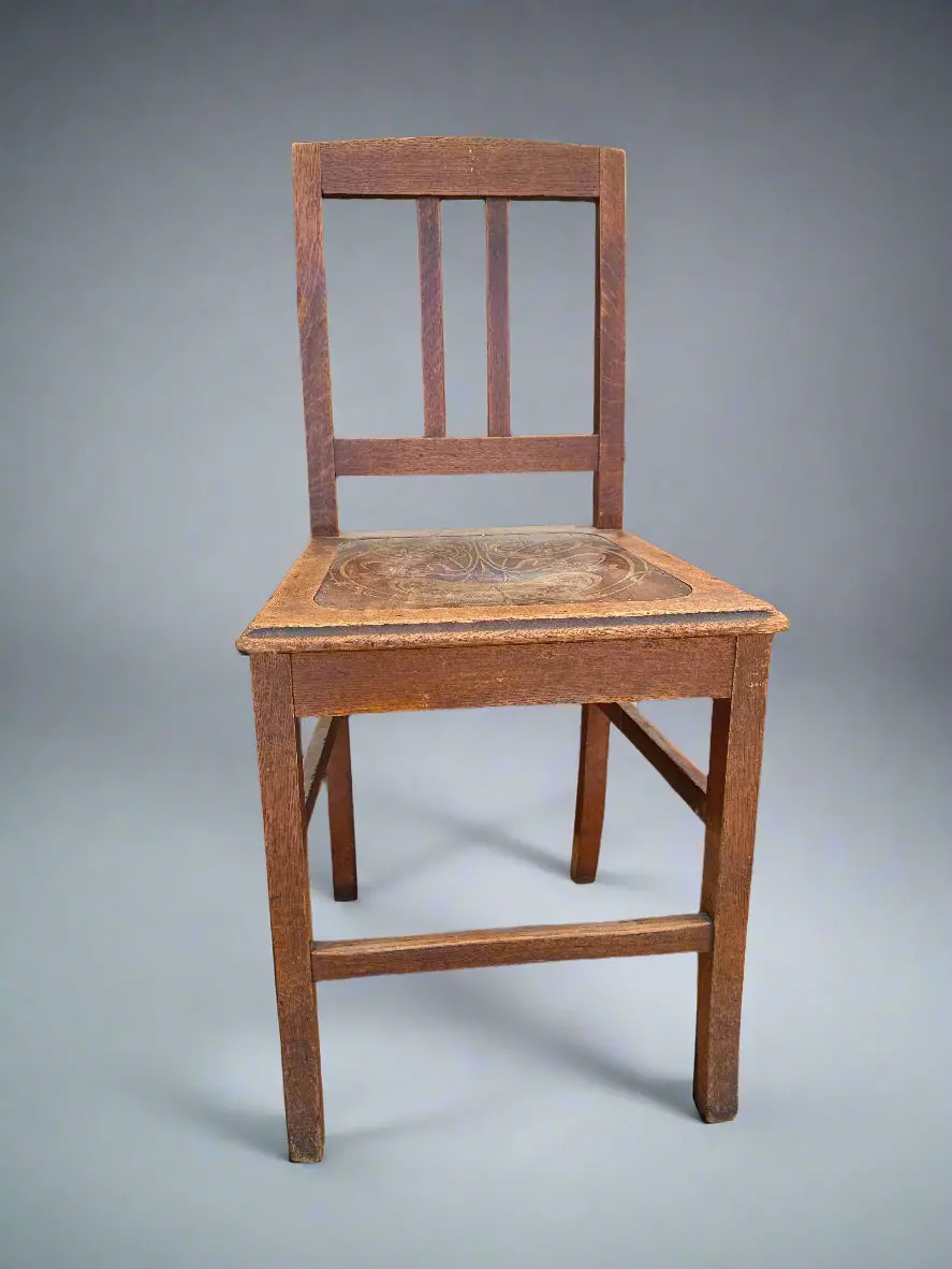 Art Nouveau Oak Side Chair 1