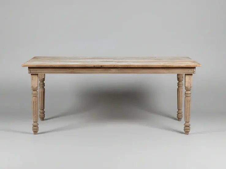 Raw Turned And Fluted  Leg Rough Sawn Pine Kitchen Table 1