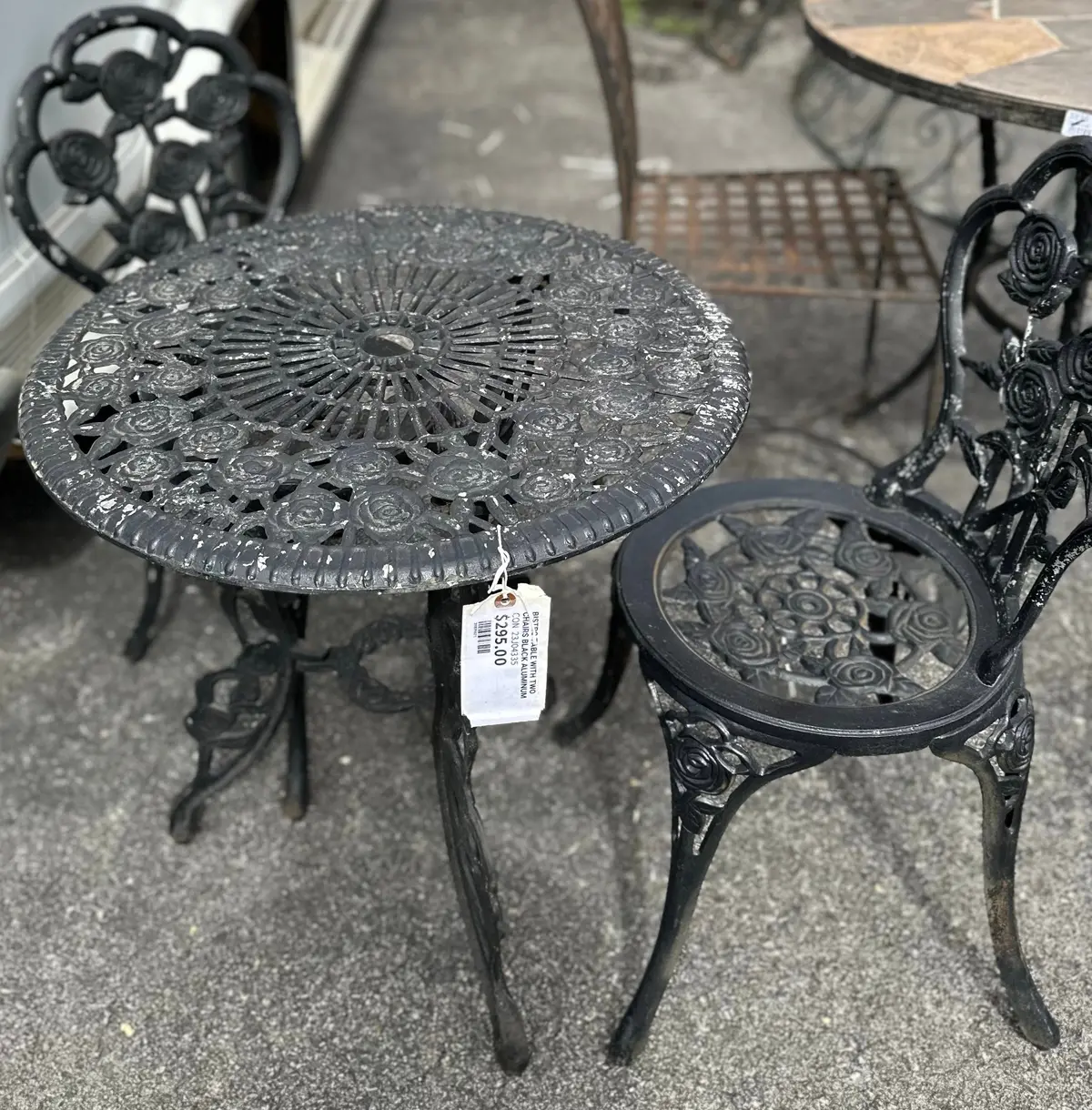Bistro Table With Two Chairs Black Aluminum 1