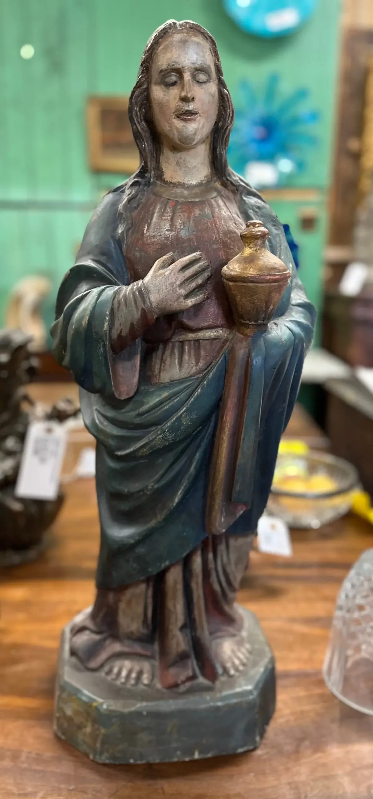 Late 19Th Century Carved Wood Mary 1
