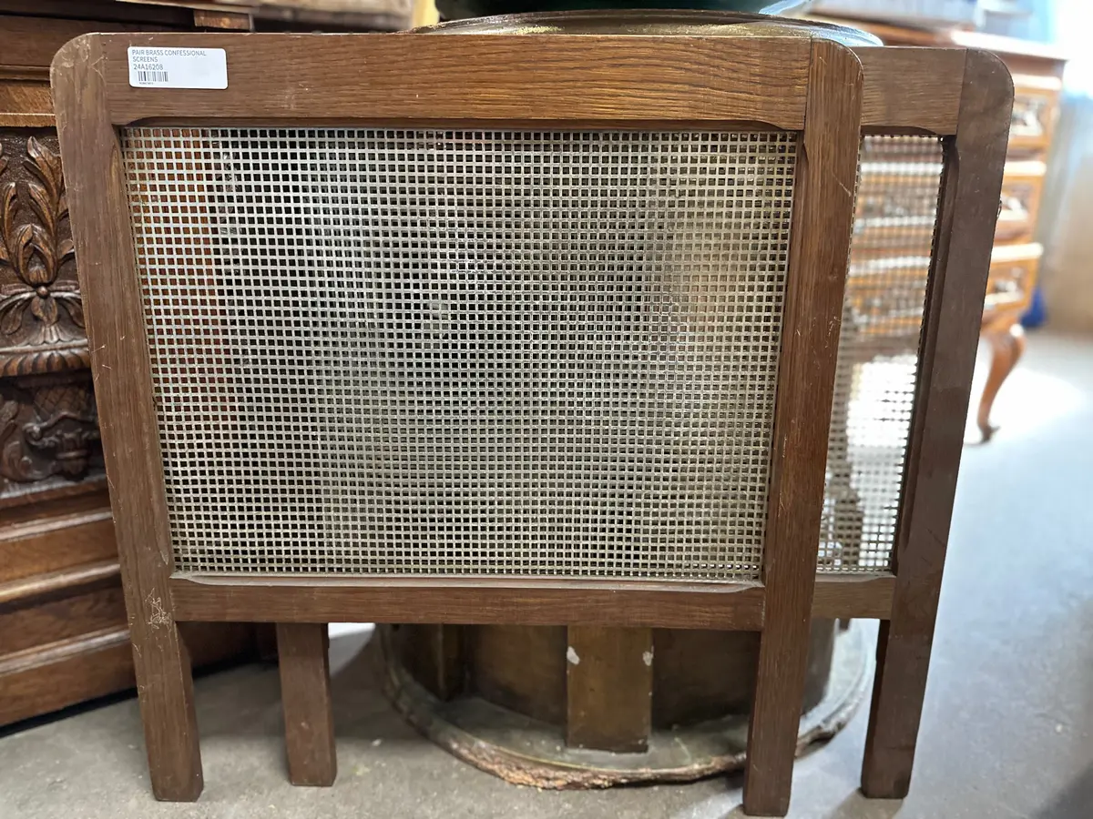 Pair Brass Confessional Screens 1