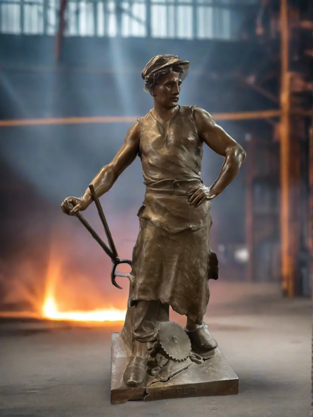 Large Spelter Black Smith Statue As Found 1