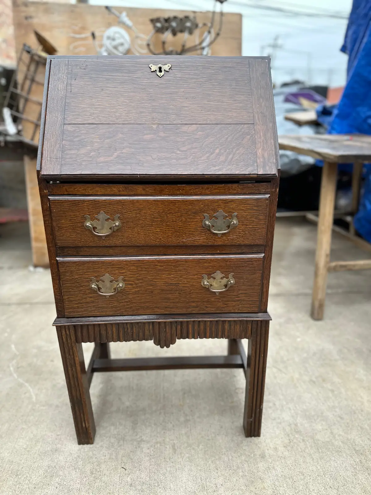 Small Oak Dropfront Desk 1