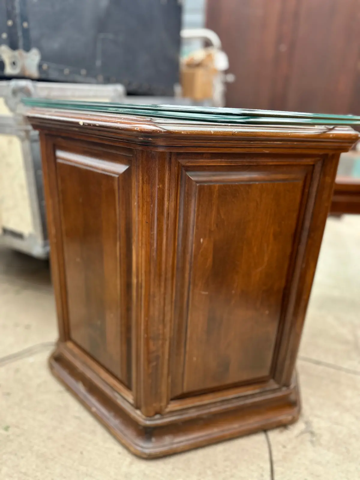 Mid Century Walnut Hexagon Stand 1