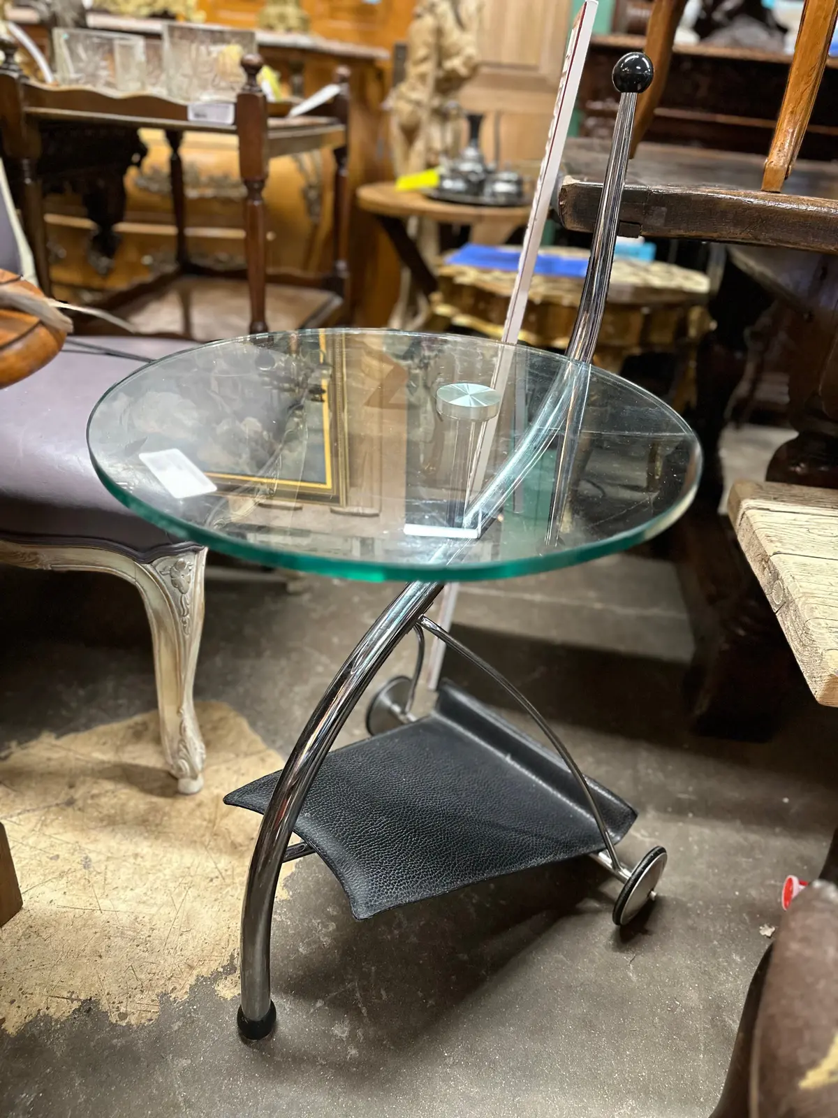 Glass Leather And Chrome Modern Table 1