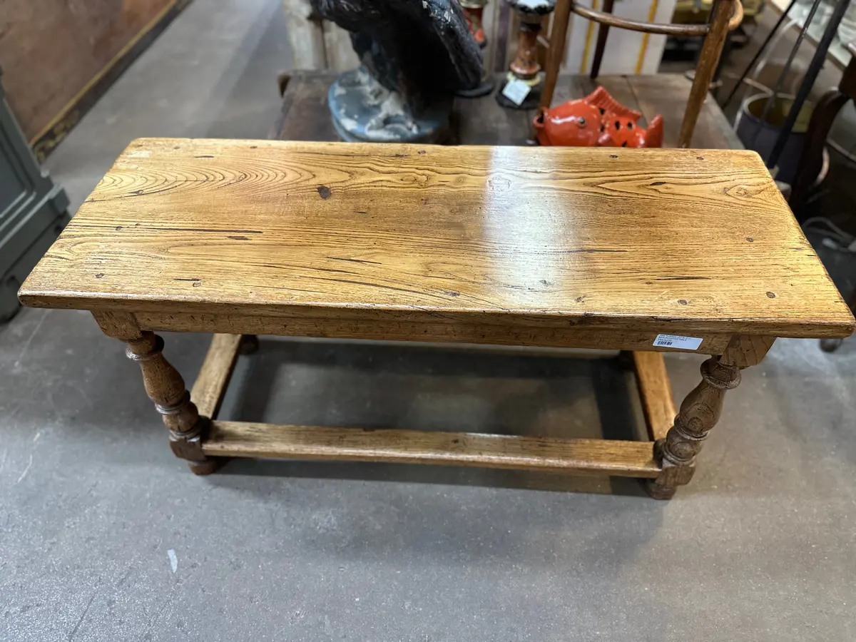 Oak Turned Leg Rustic Bench Coffee Table 1