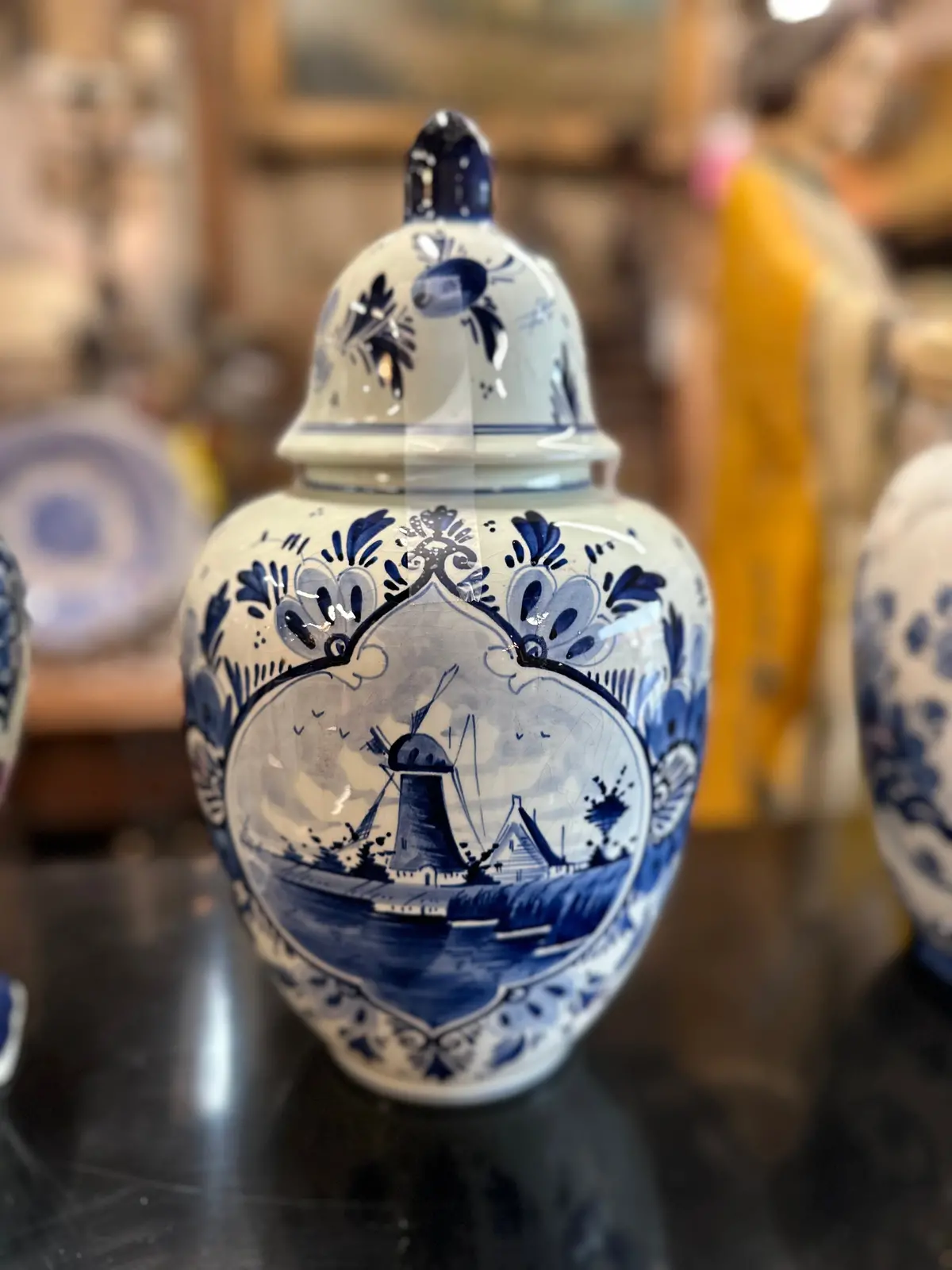 Medium Delft Ginger Jar Windmill 1