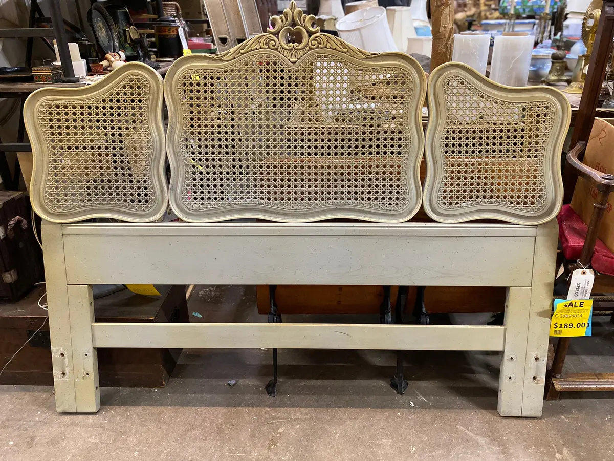 Green Louis Xv Style Caned Headboard 1