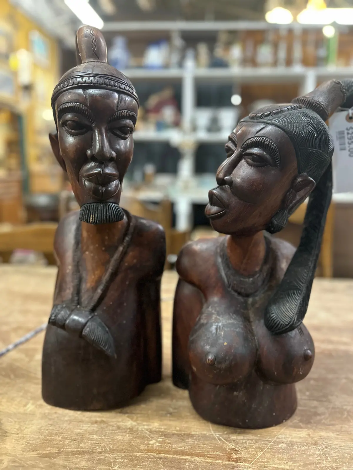 Pair Exotic Hardwood African Tribal Couple 1