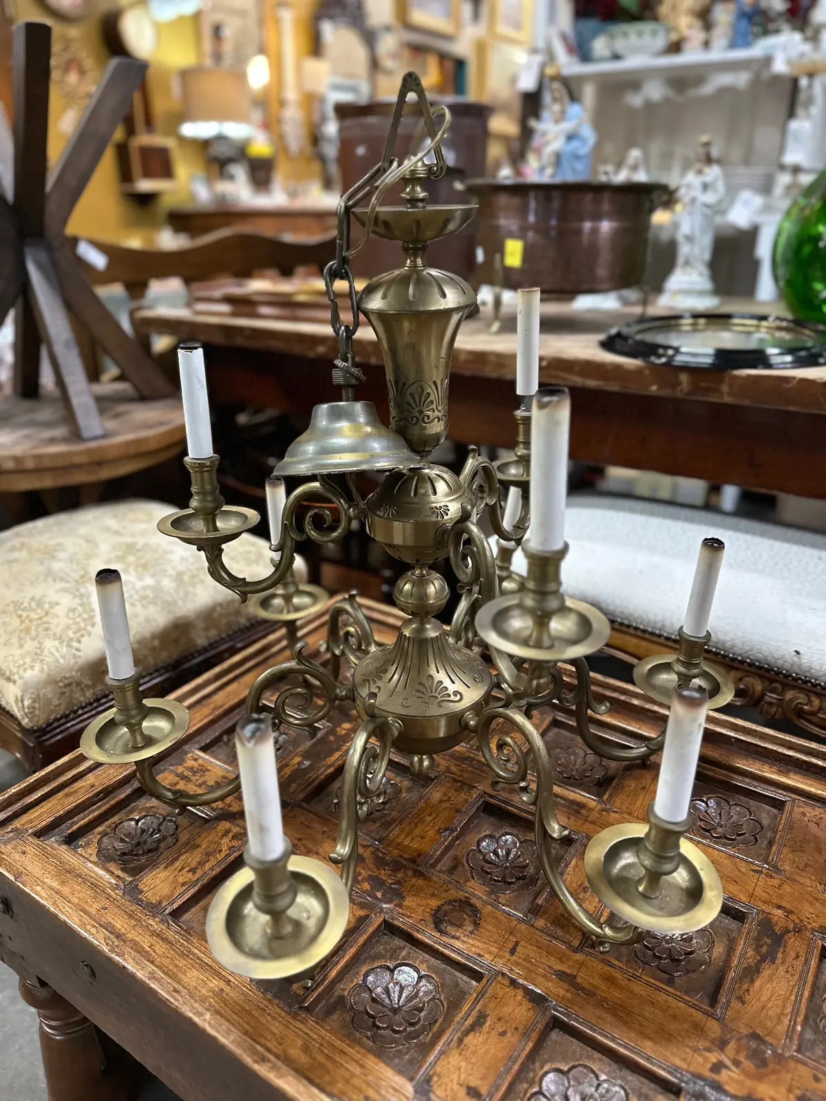 Large Brass Chandelier 1