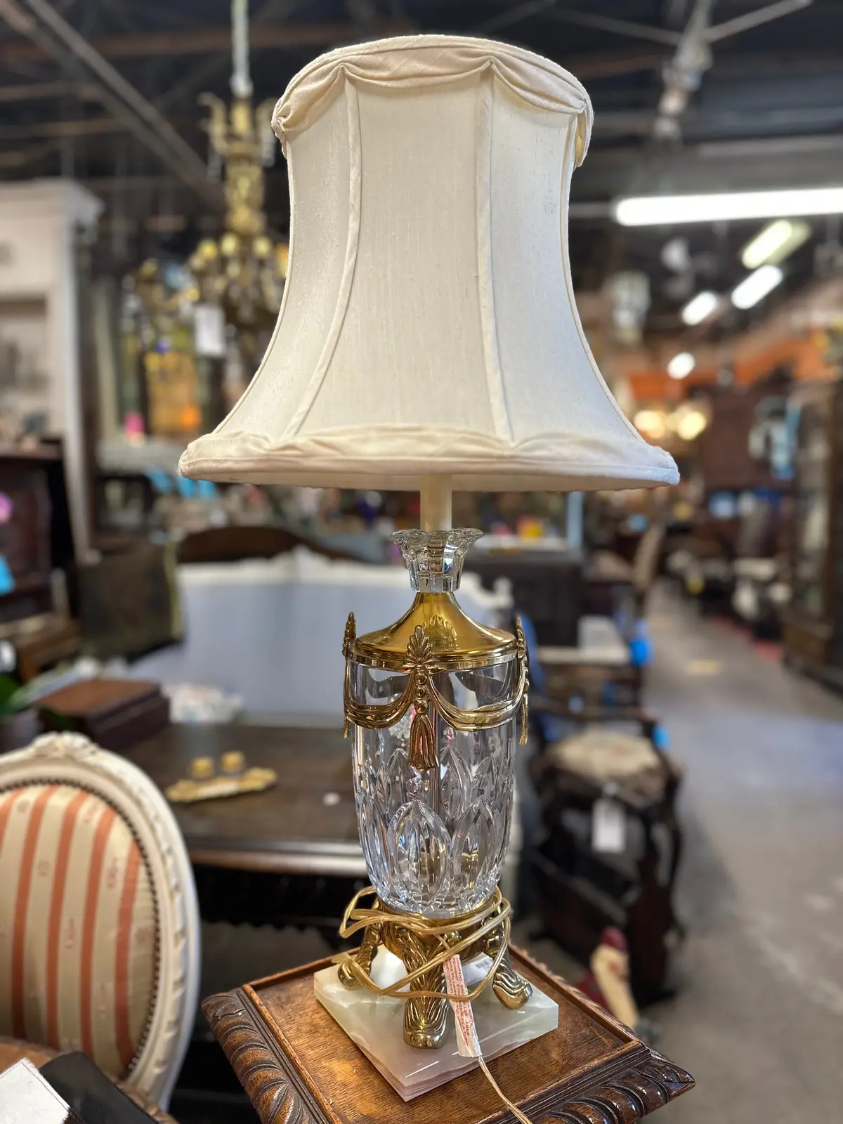 Brassed Crystal Lamp With Onyx Base 1