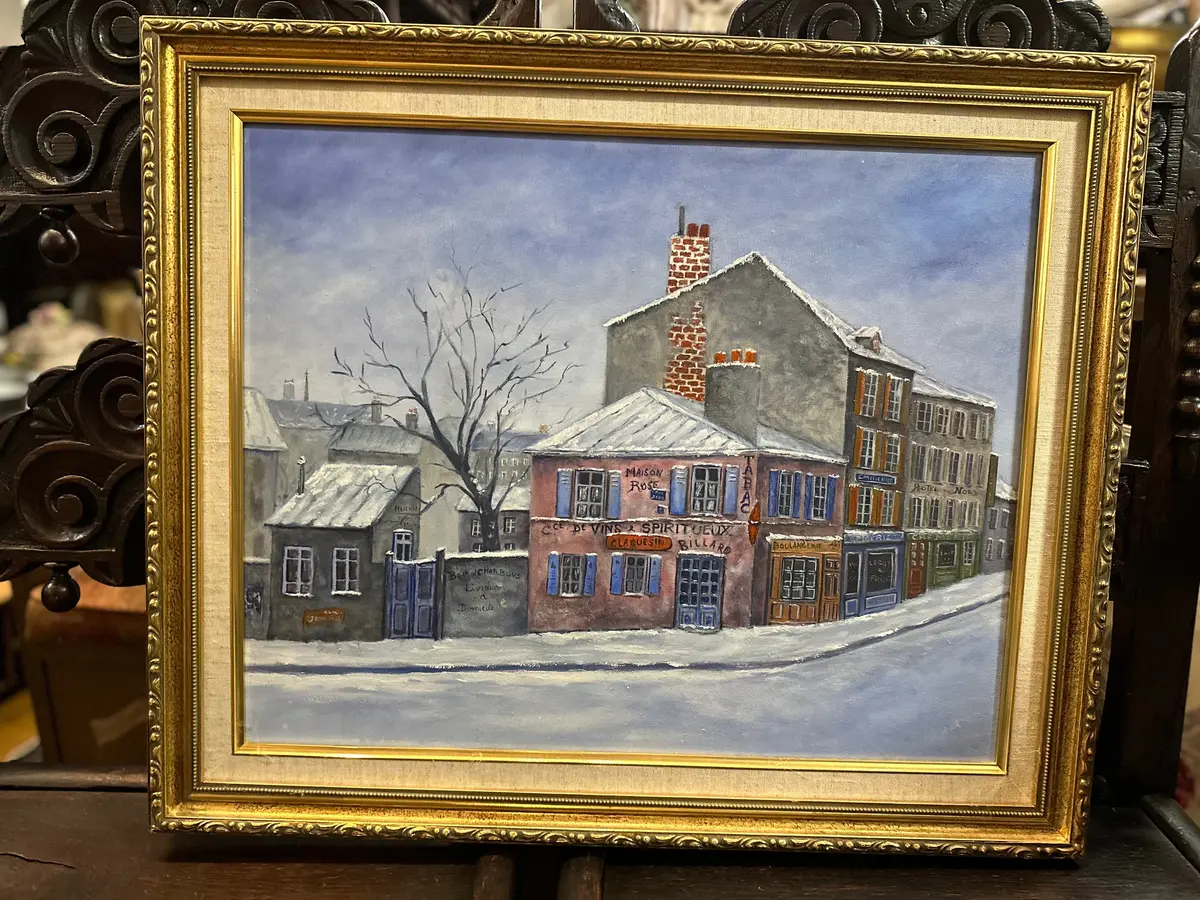 Framed Oil Painting Of A Town On Canvas 1
