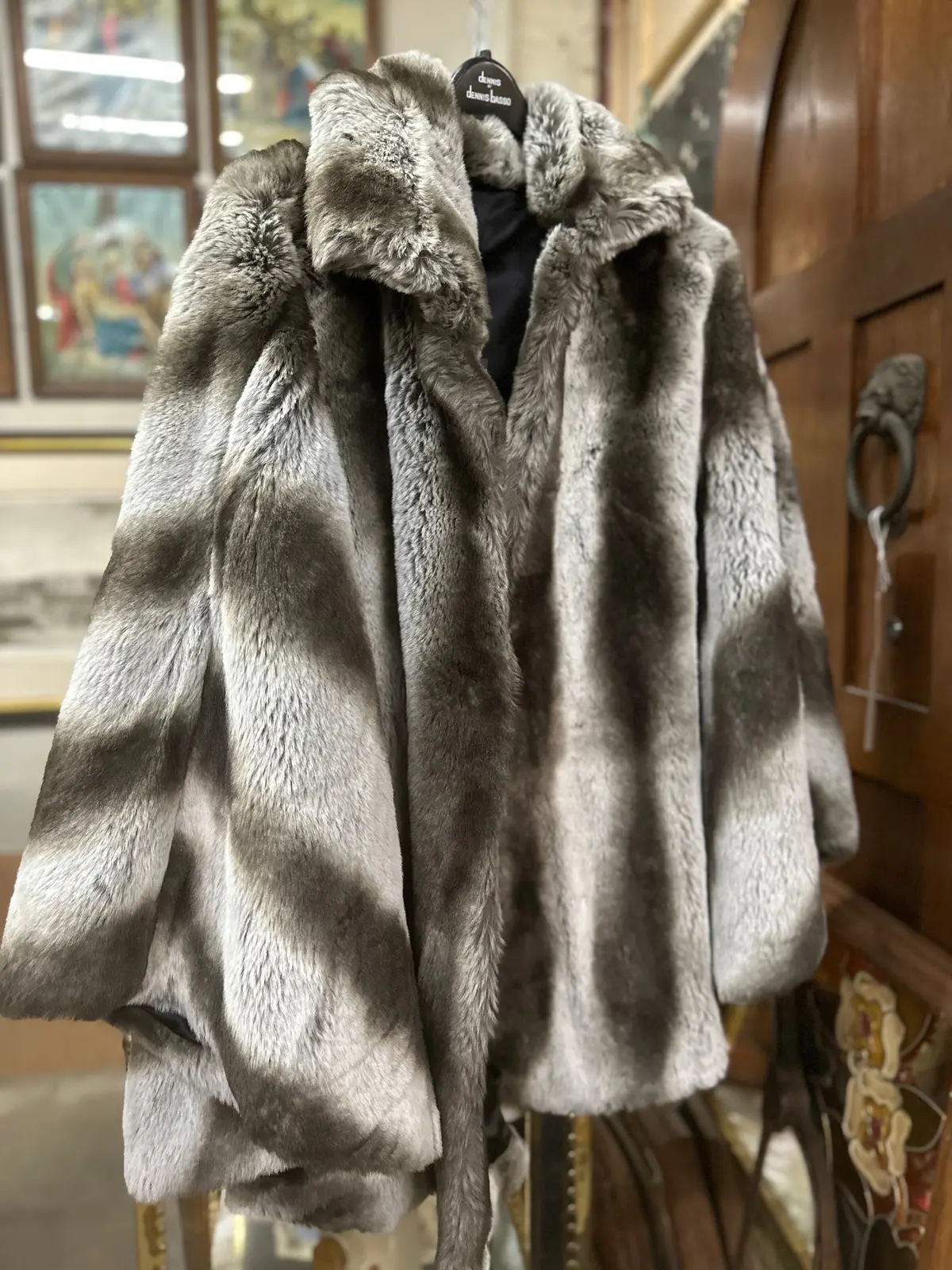 Faux Silver And Black Fox Coat 1
