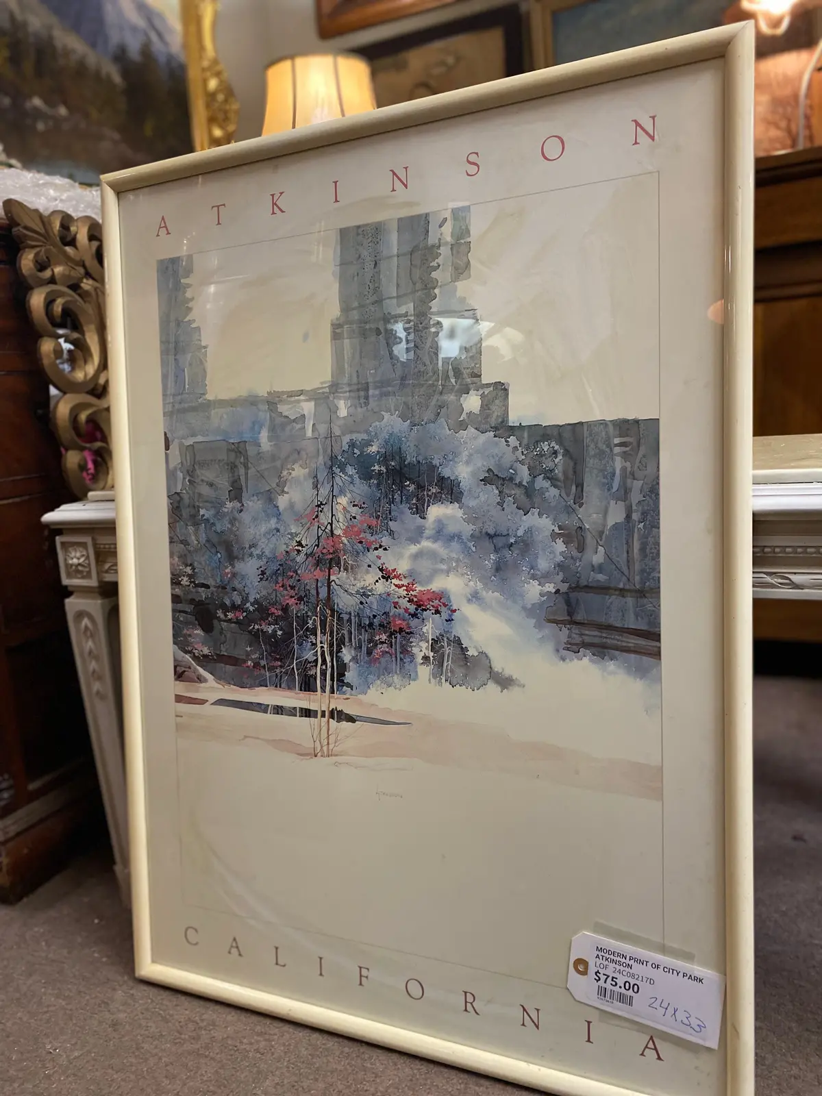 Modern Prnt Of City Park Signed Atkinson 1