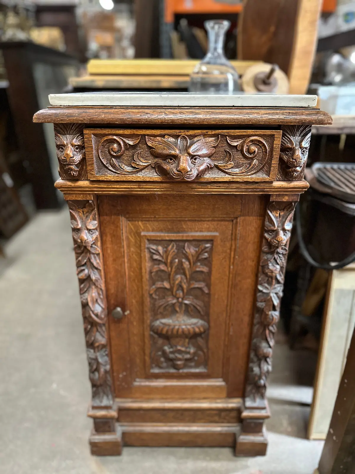 Black Forest Carved Small Nightstand 1