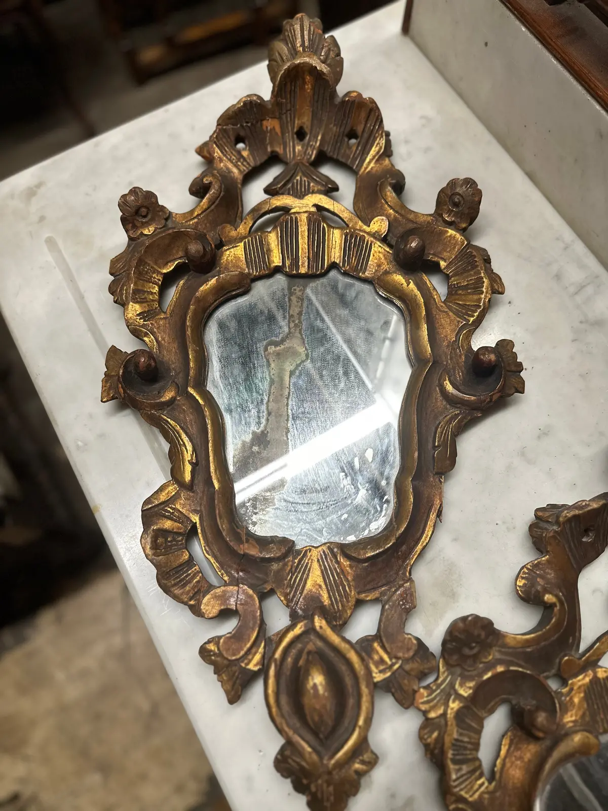 Pair Of Gilt Baroque Carved Italian Mirrors 1