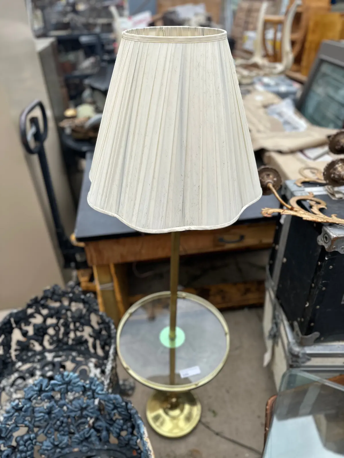 Brass With Glass Table Top Floor Lamp 1