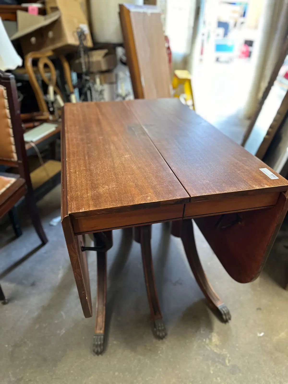 Duncan Phyfe Mahogany Dropleaf Table With 2 Leaves-As Found 1