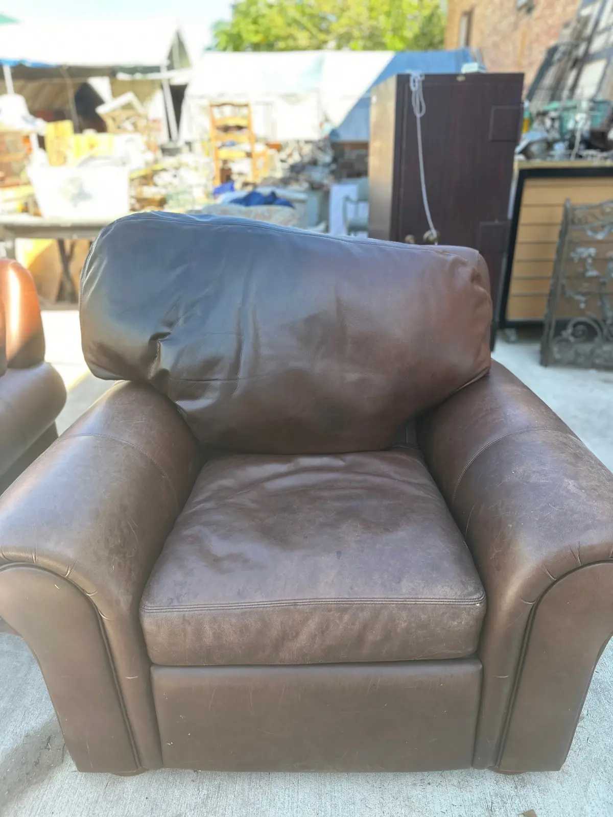 Pair Of Oversized Leather Club Chairs 1