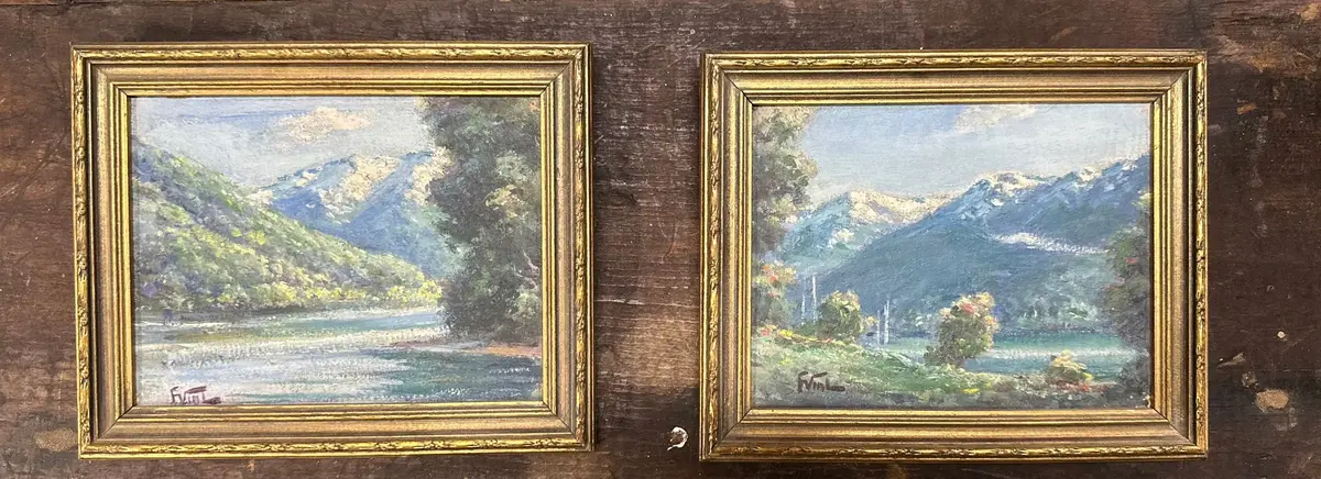 Pair Miniature Oil Painting Landscapes 1