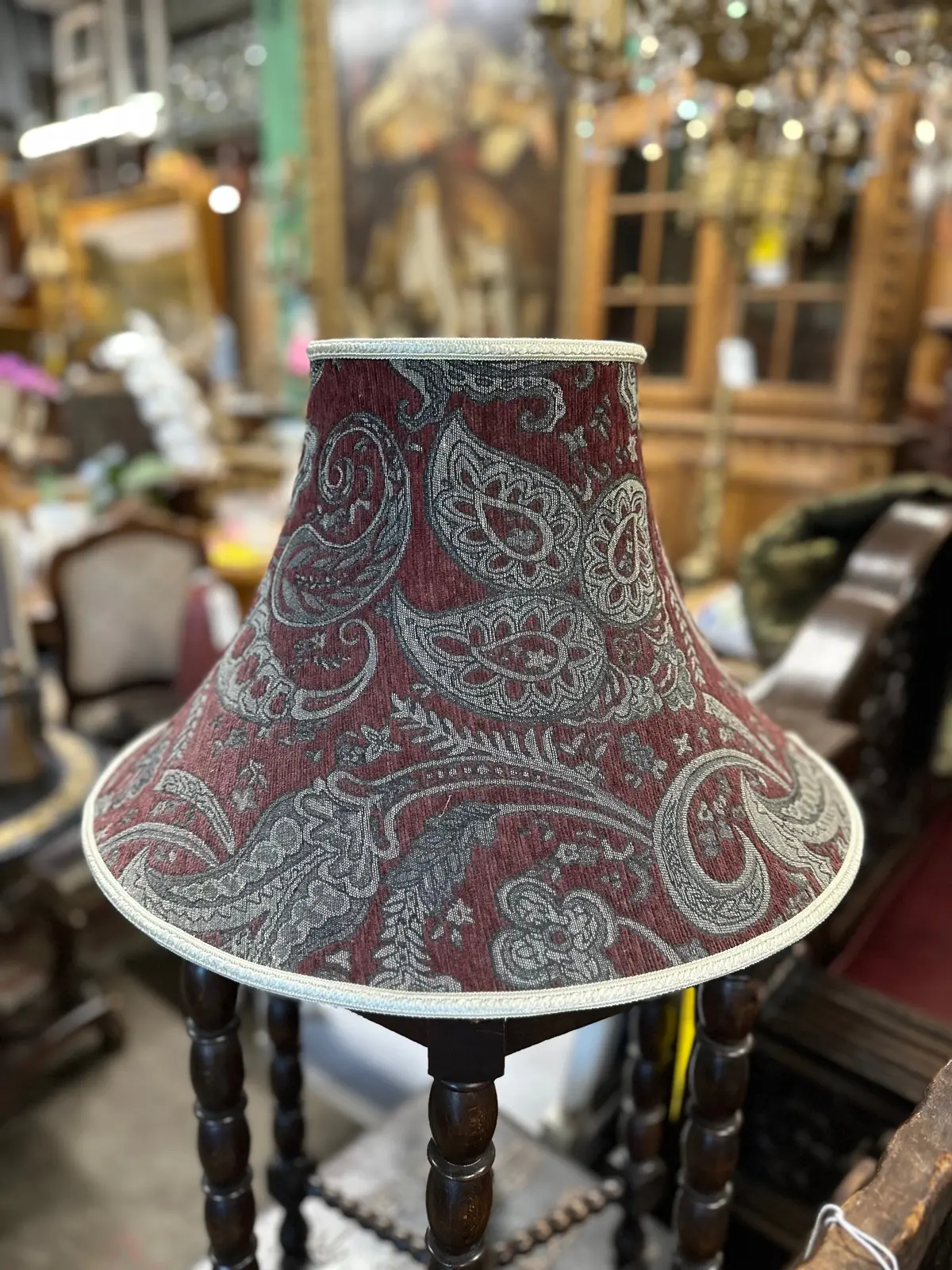 Pair Of Paisley Fabric Lamp Shades 1