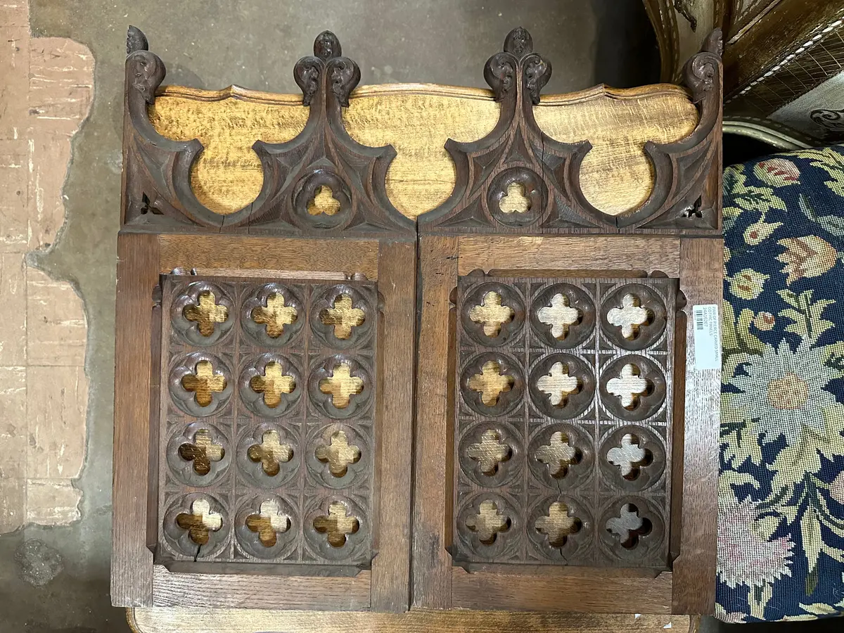 Pair Of Pierce Carved Small Gothic Panels 1