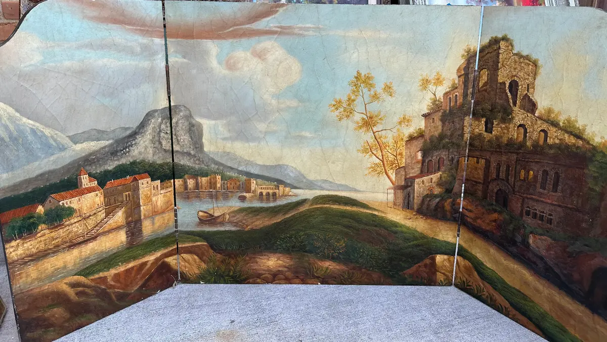 Painted Lanscape With Ruins Folding Screen 1