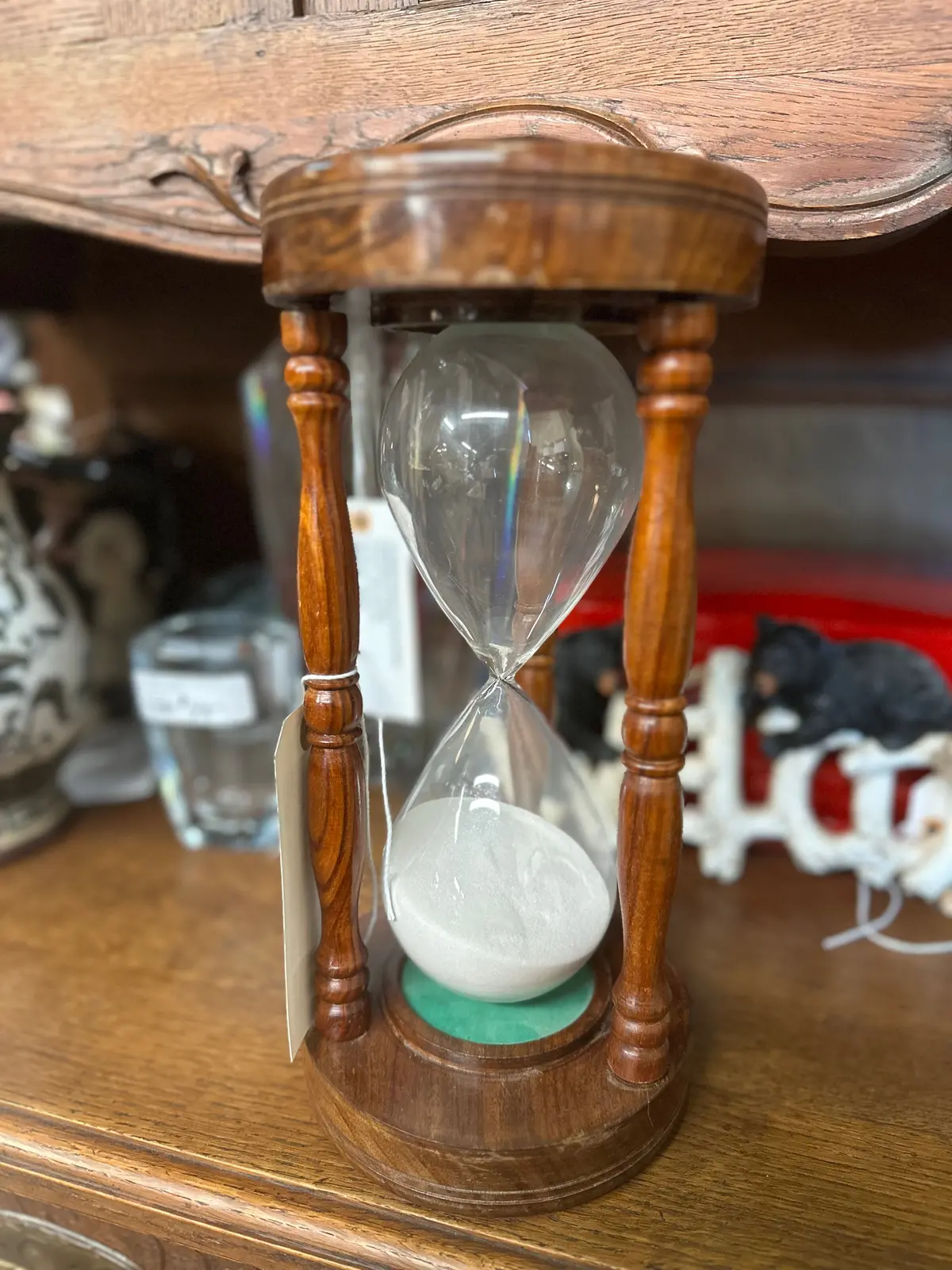 Large Vintage Wood Hour Glass 1