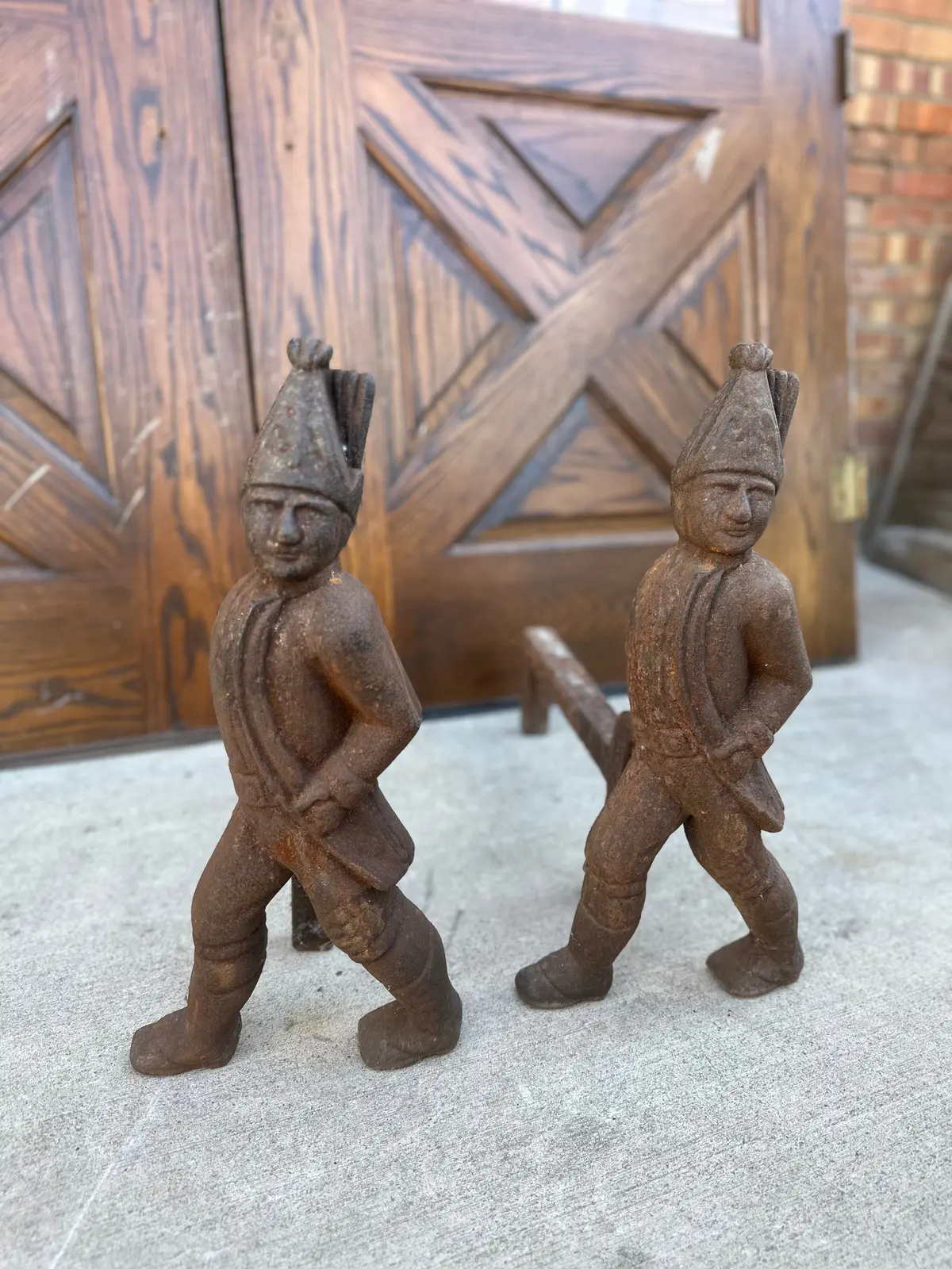 Hessian Soldier Cast Iron Figural Andirons 1