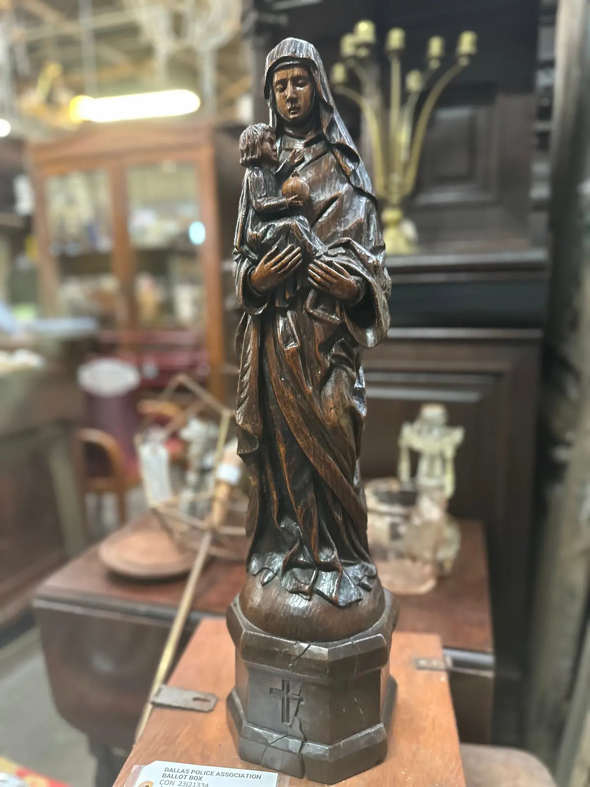 Dark Mary And Jesus Statue Carved 1