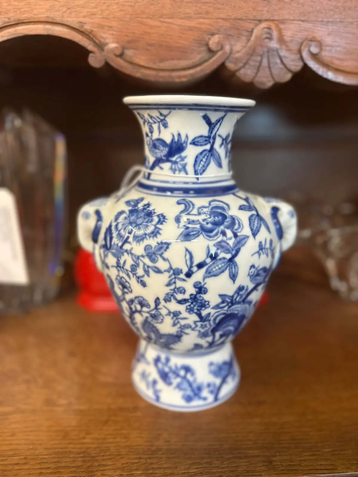 Large Chinese Blue And White Floral Porcelain Vase 1