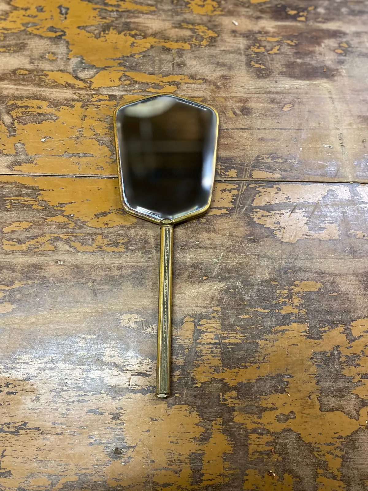 Small Brass Hand Mirror With Stencil 1