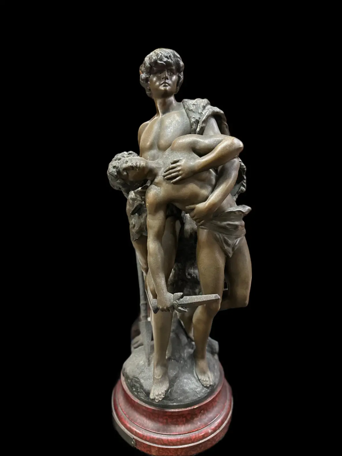 Spelter Statue Of 2 Warriors After Louis Moreau 1