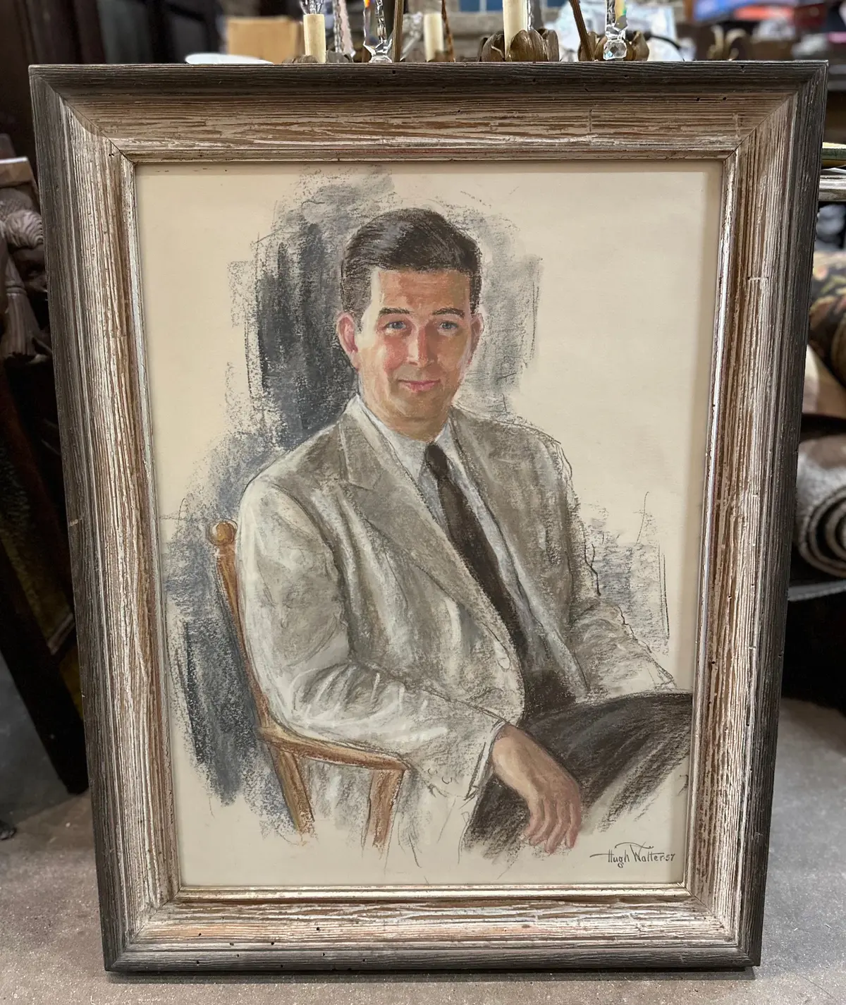 Vintage Pastel Of Midcentury Man 1