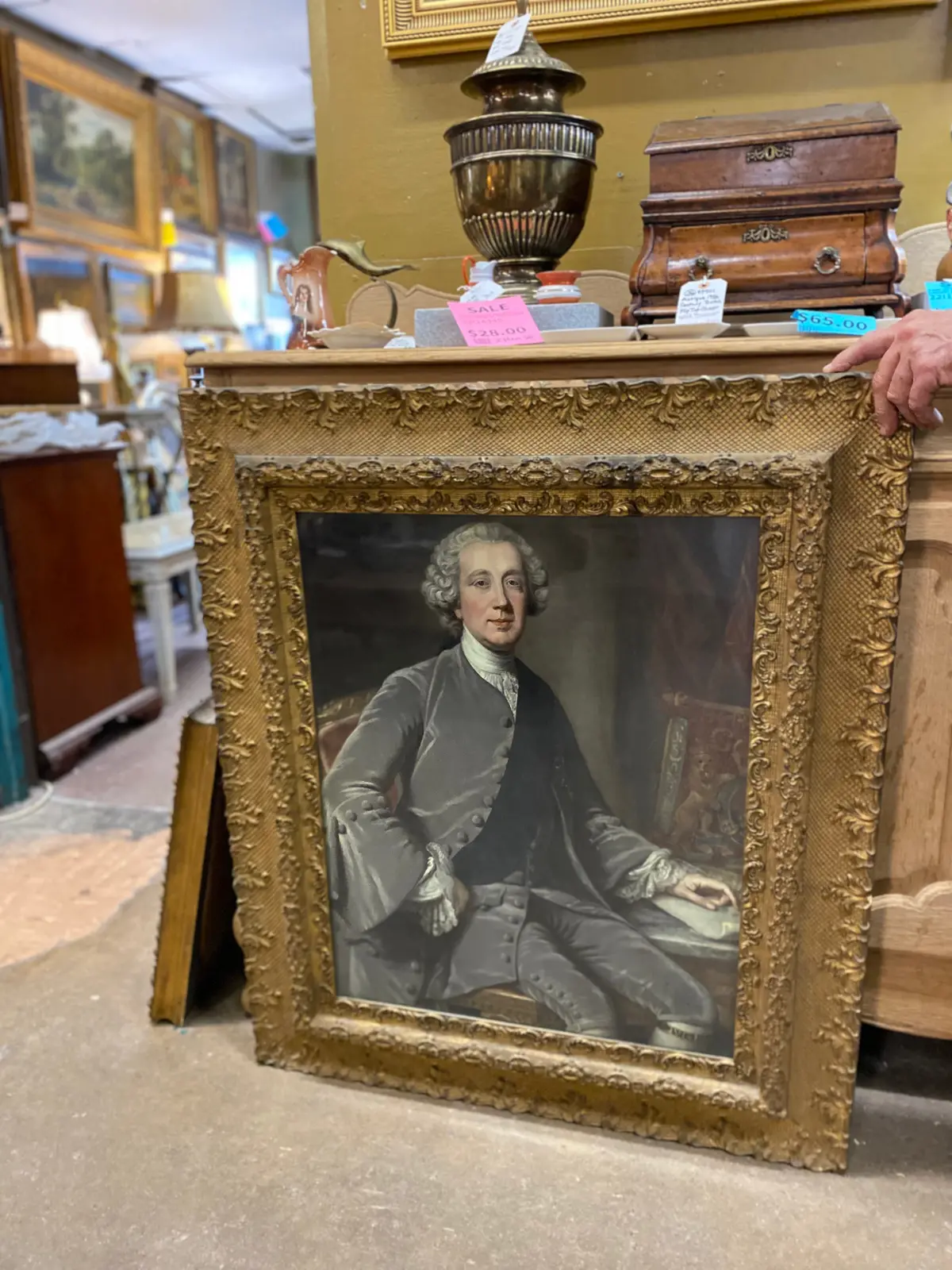 Ornate Gold Frame Print Of A 18Th Century Gentleman 1