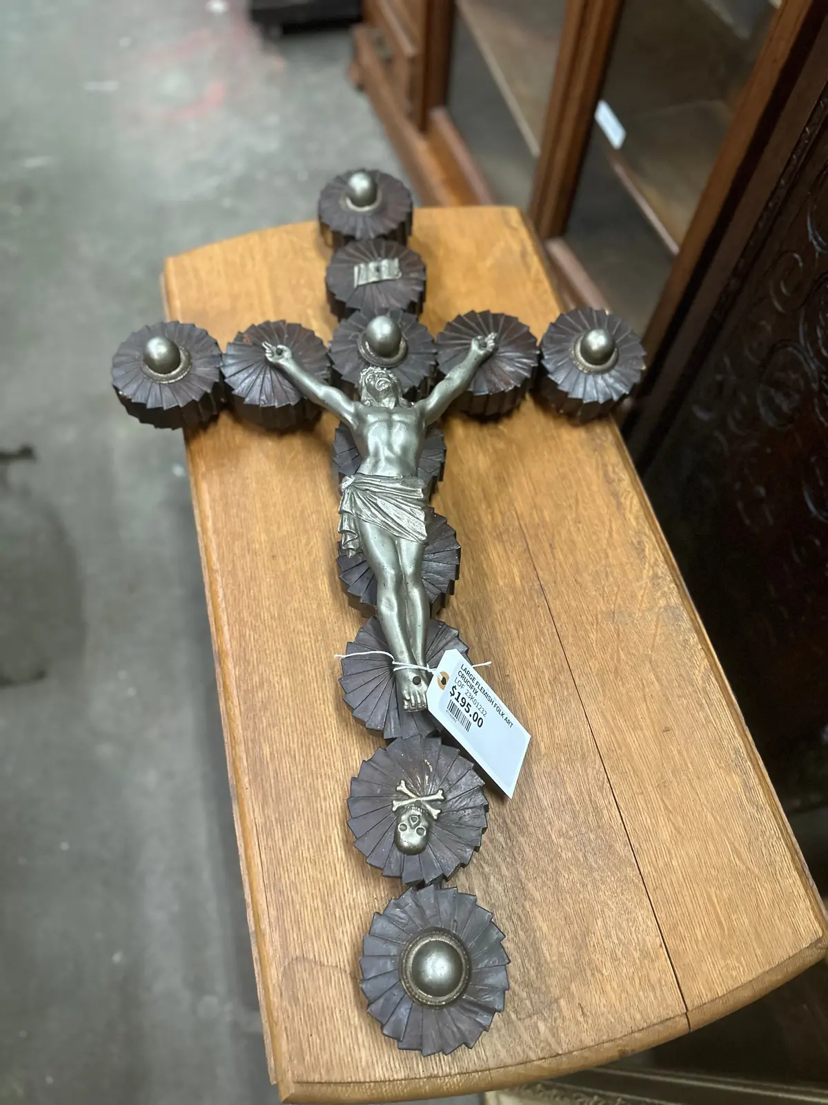 Large Flemish Folk Art Crucifix 1