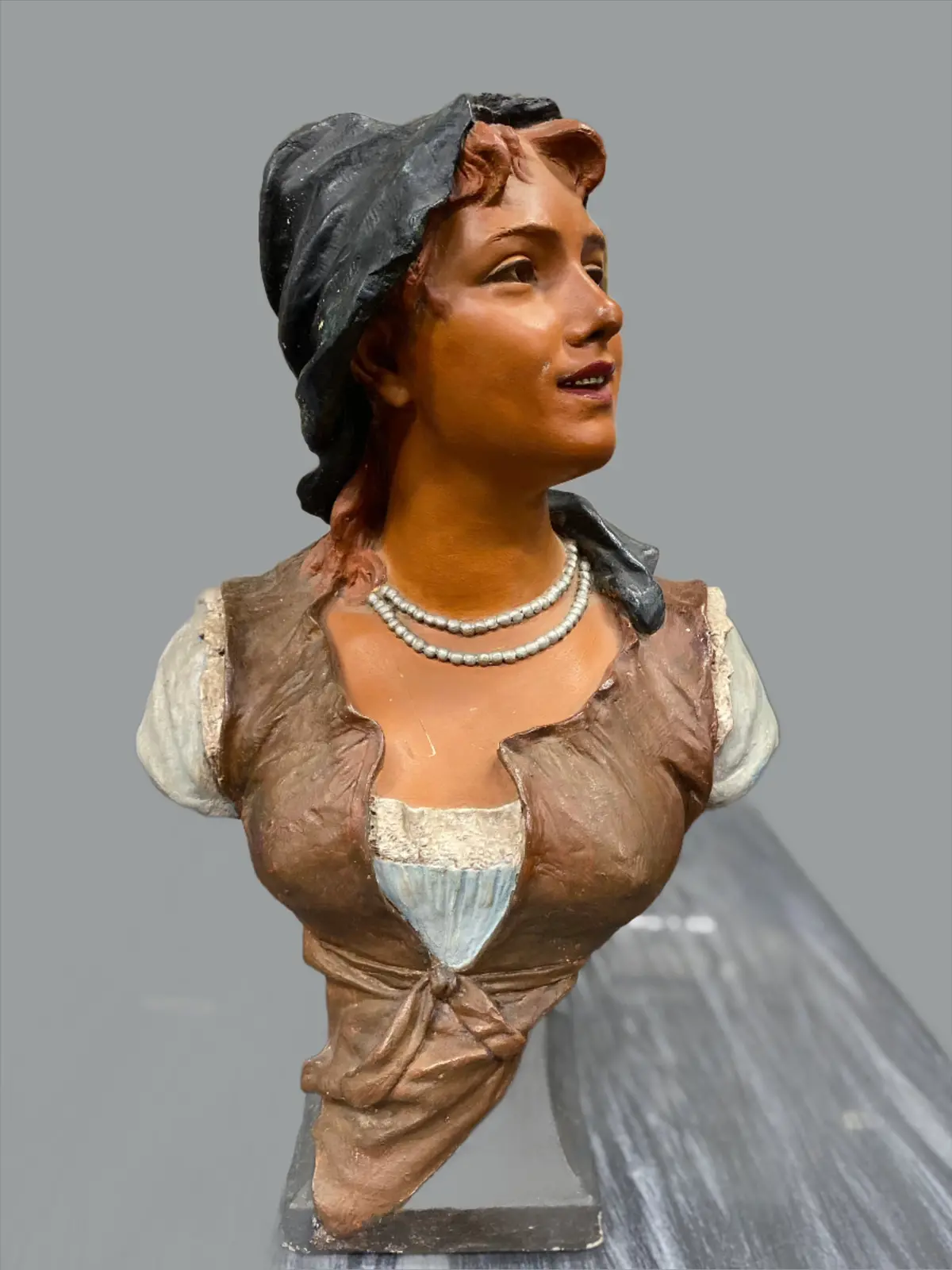 Painted Chaulk French Provensional Lady Bust 1