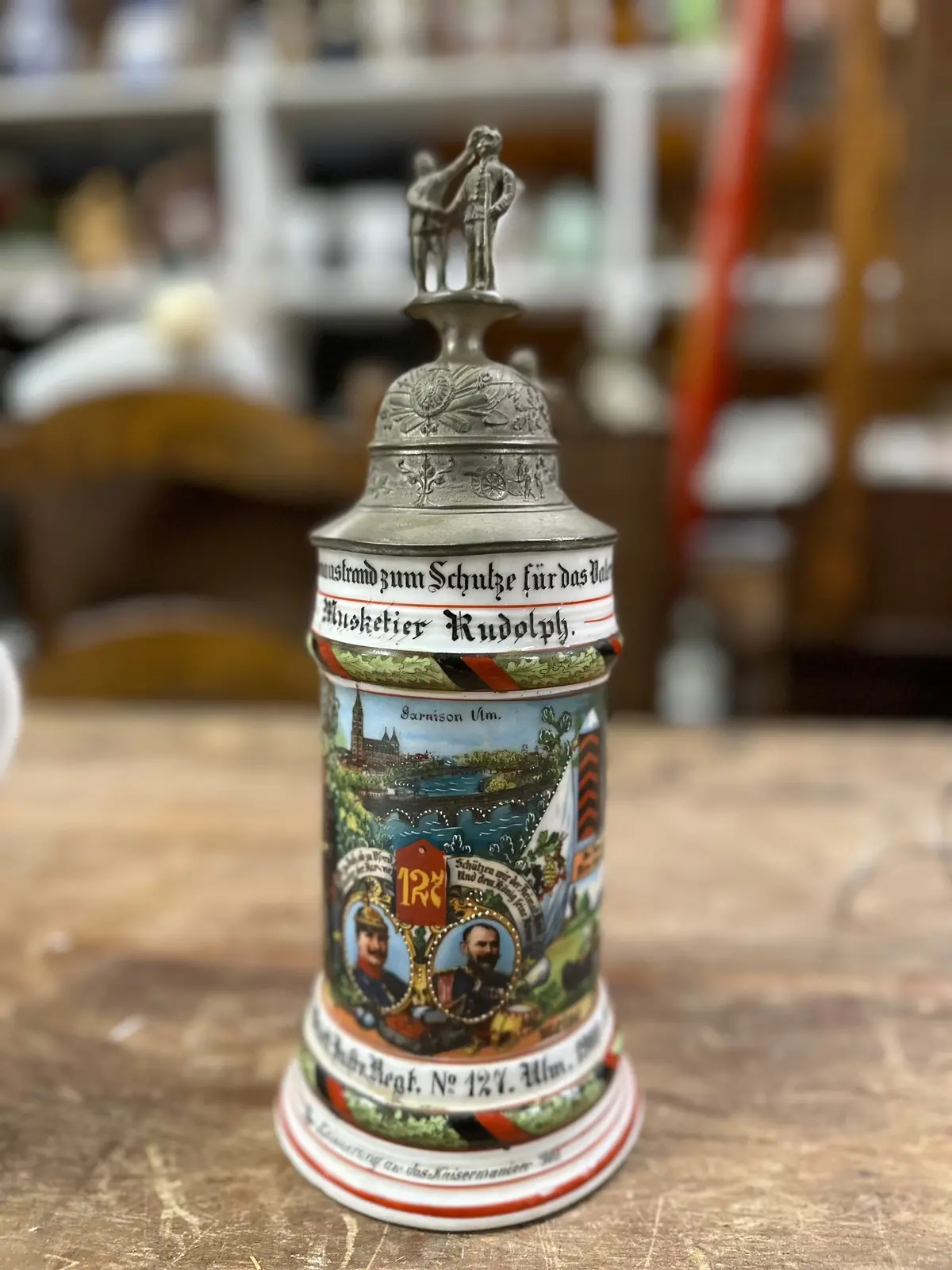 Regimental German Stein Commemorating Service 1908-1910 1