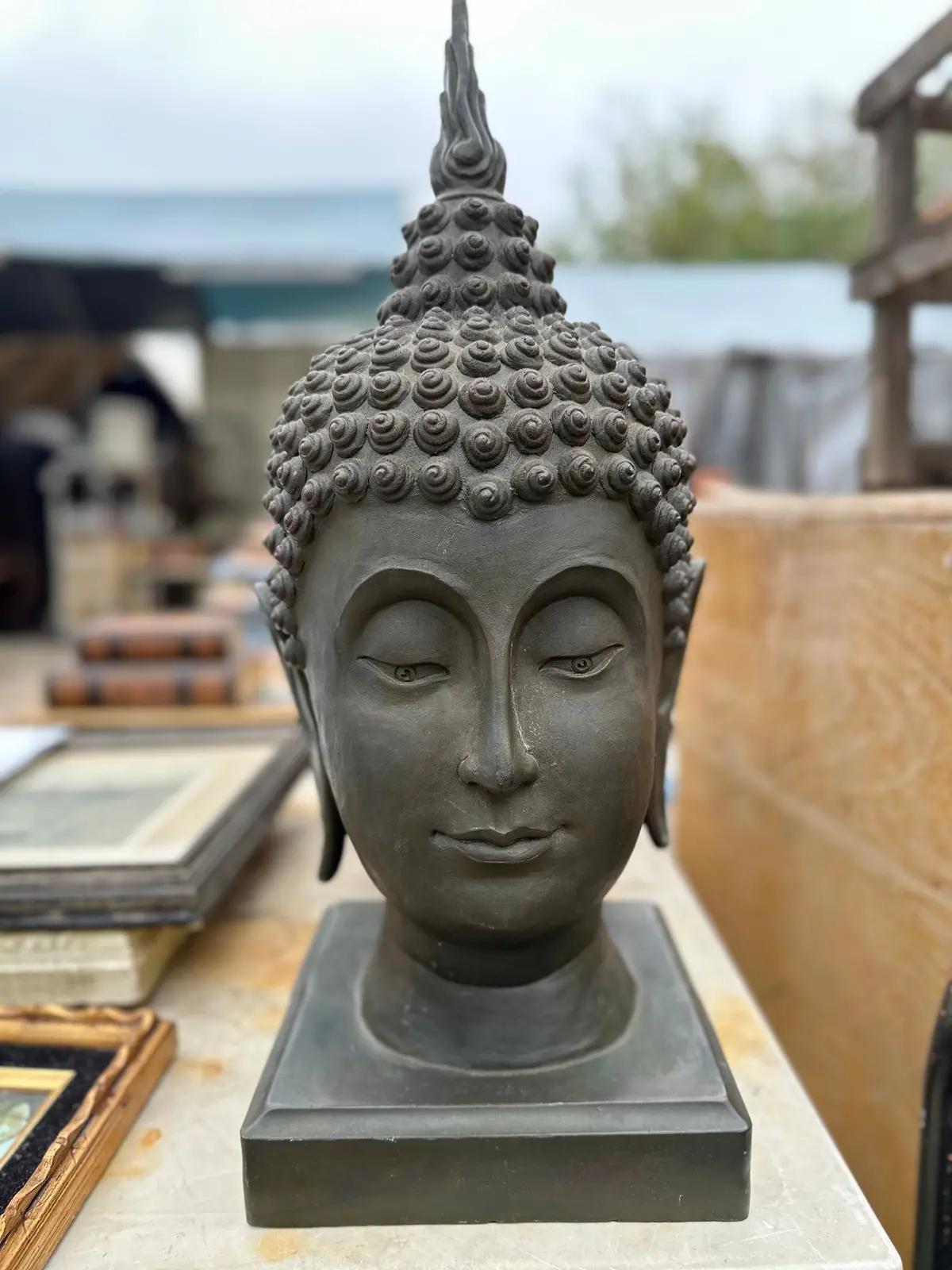 Large Resin Buddha Head 1