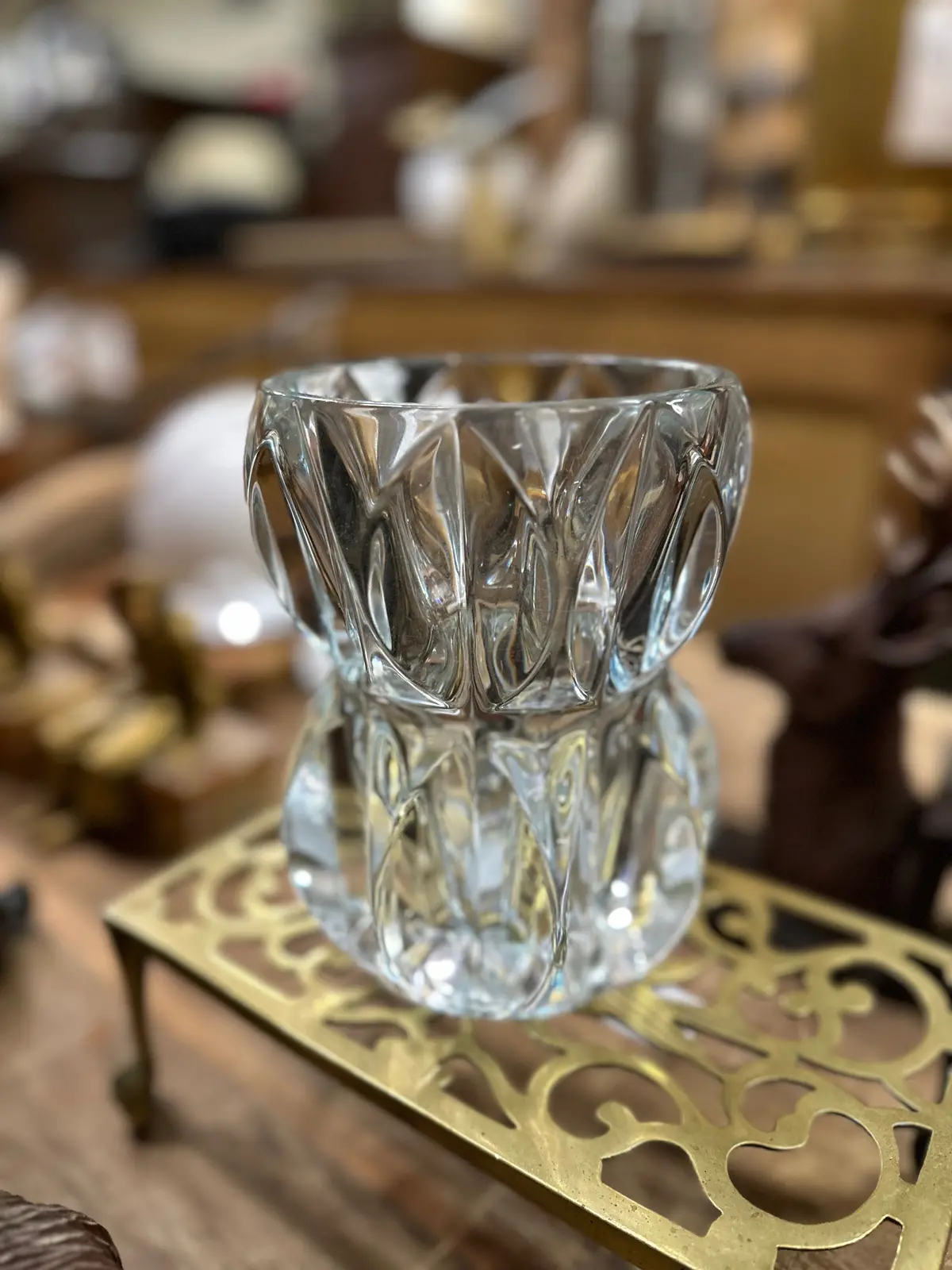 1950'S Odd Shaped Heavy Crystal Vase 1