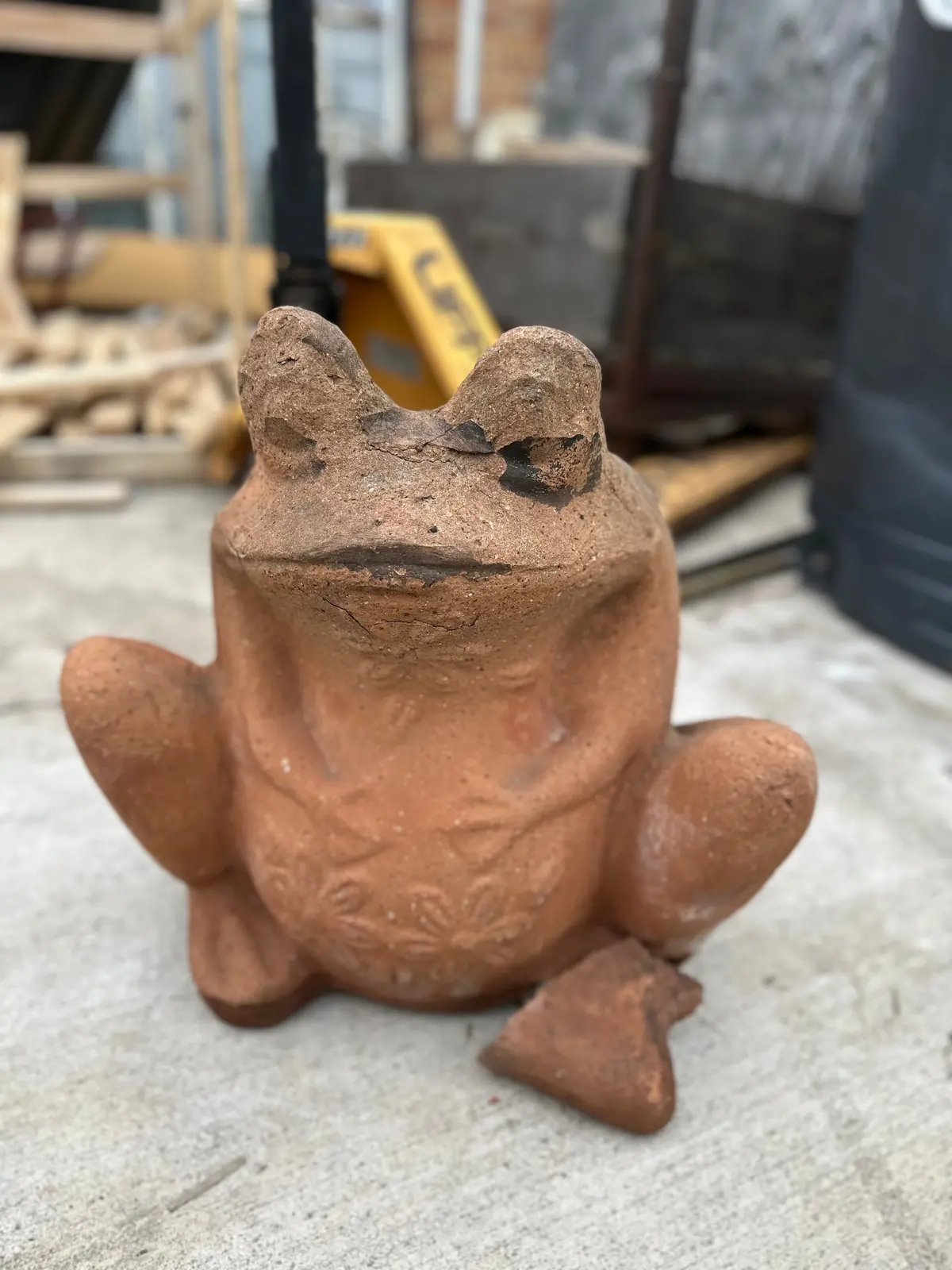 Large Terra Cotta Frog Planter-As Found 1