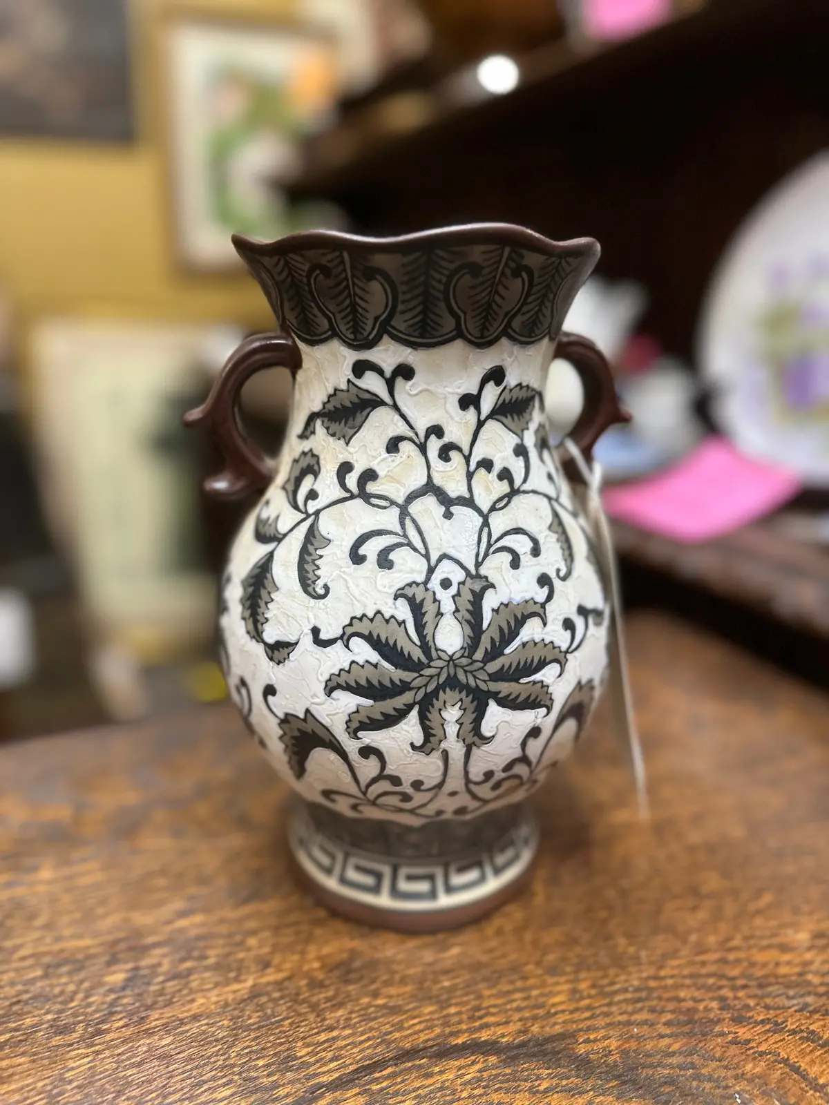 Black And White Floral Porcelain Vase 1