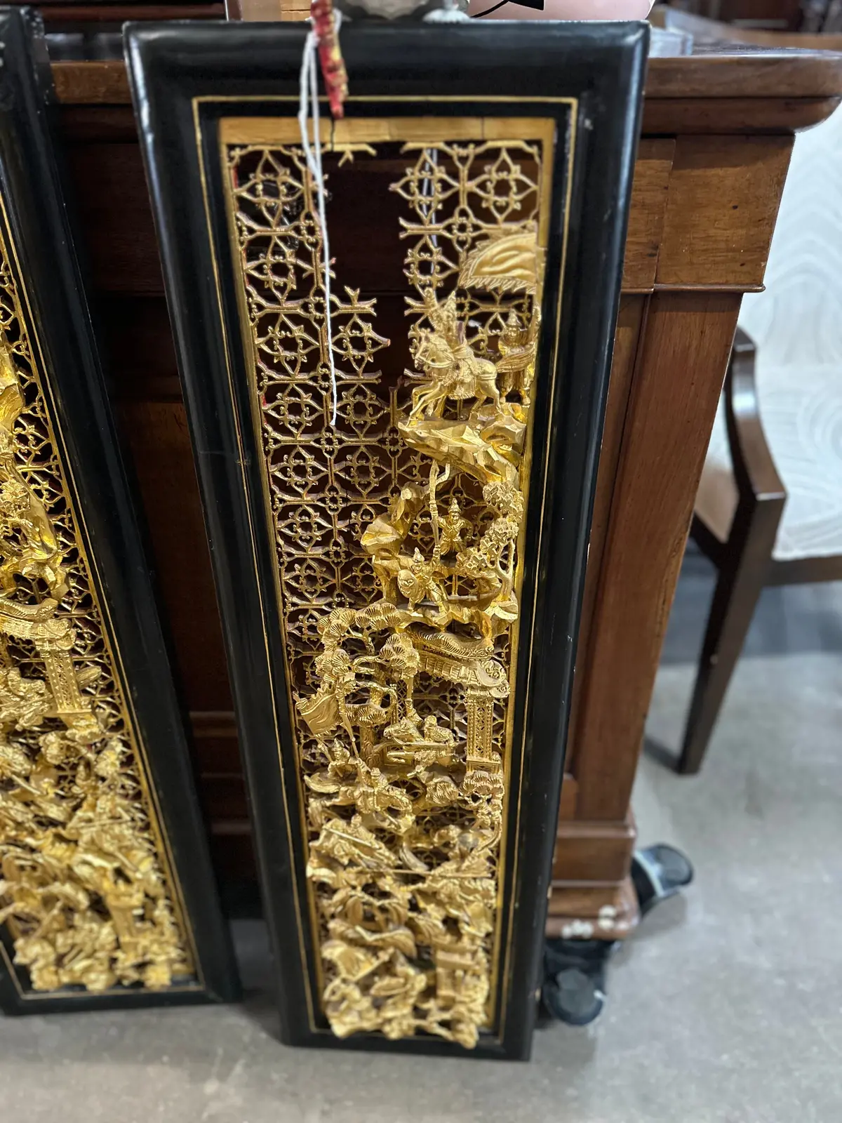 Gold Chinese Panel Carved As Found 1