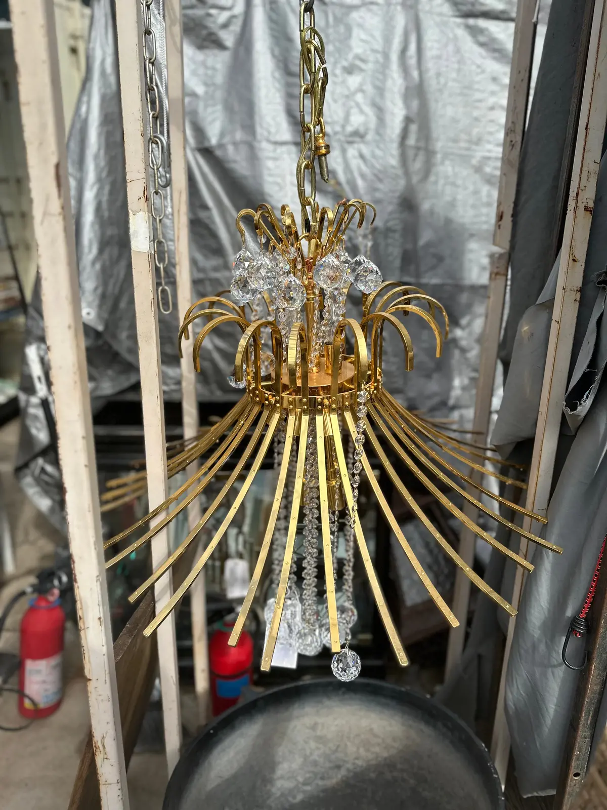 Gold Color Chandelier With Sworofski  Prisms-Prisms In Boxes 1