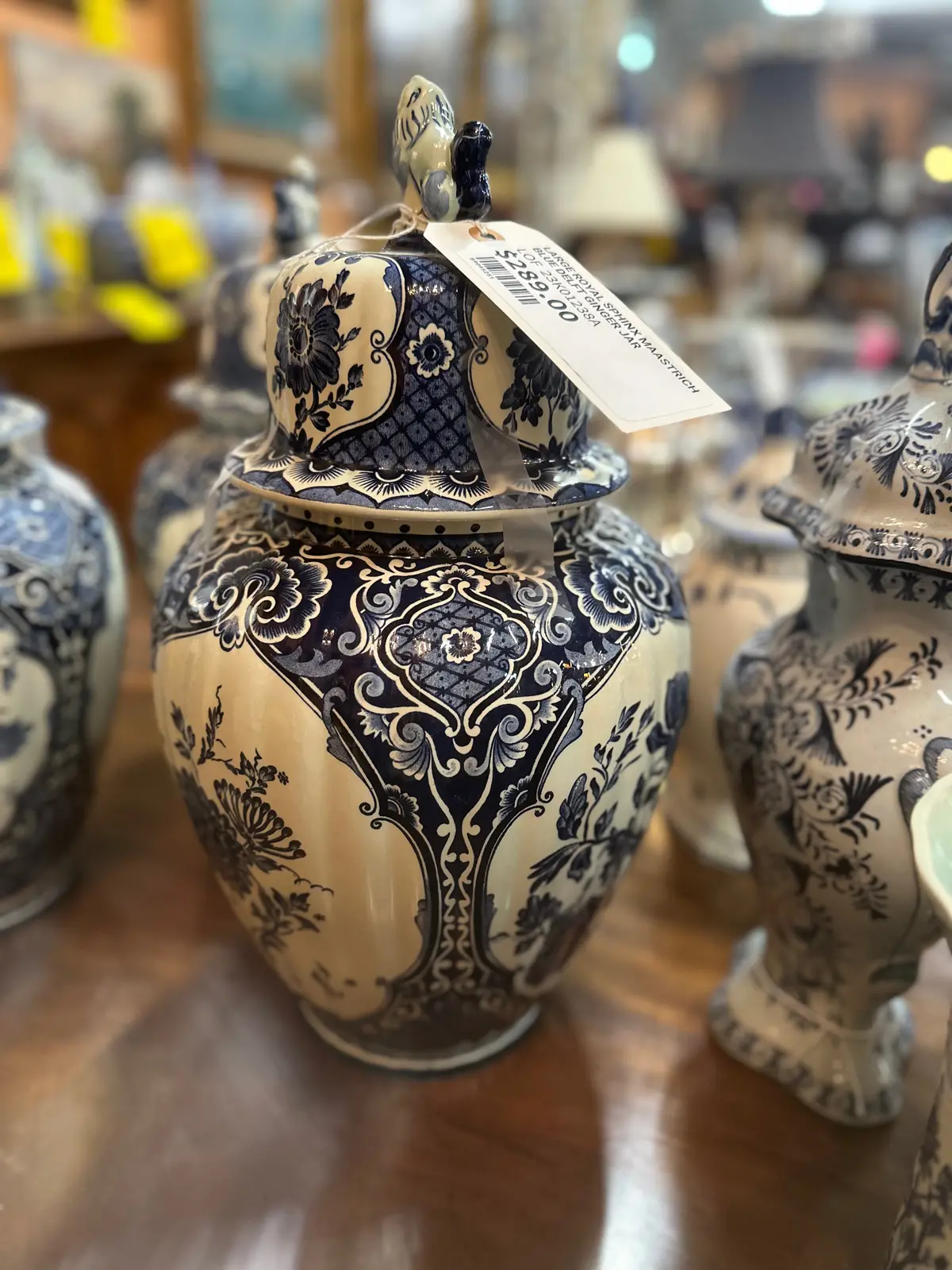 Large Royal Sphinx Maastrich Blue Delft Ginger Jar 1
