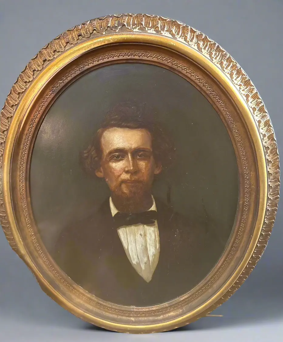 Gold Framed Oval Oil Painting Of A Man 1