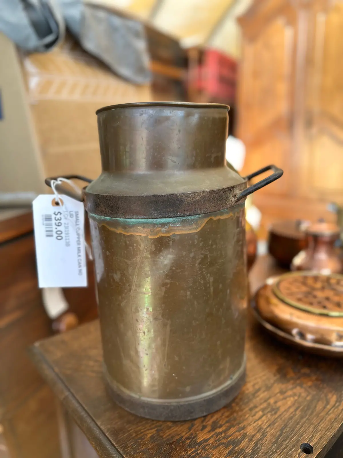 Small Copper Milk Can No Lid 1