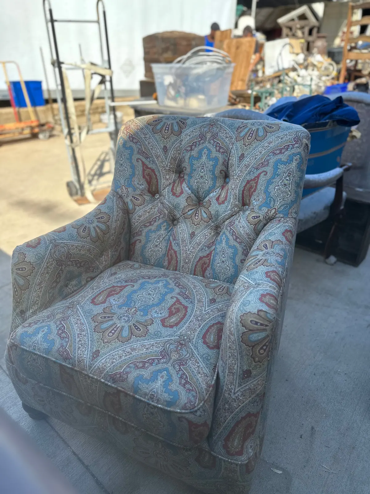 Unholstered Chair With Paisley Print 1