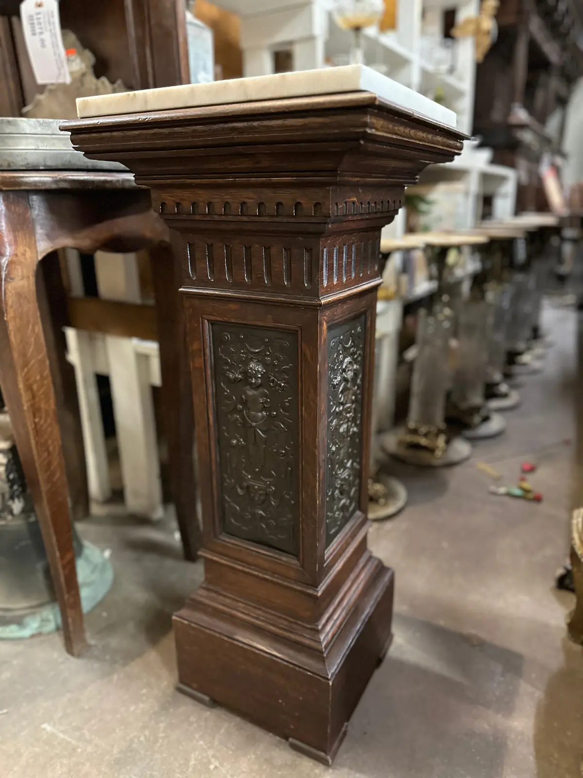 White Marble Top Pedestal 1