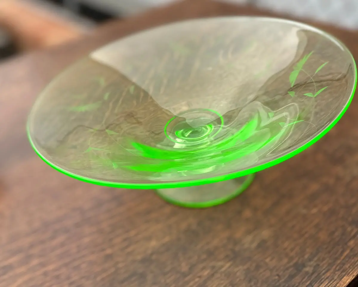 Green Glass Compote 1